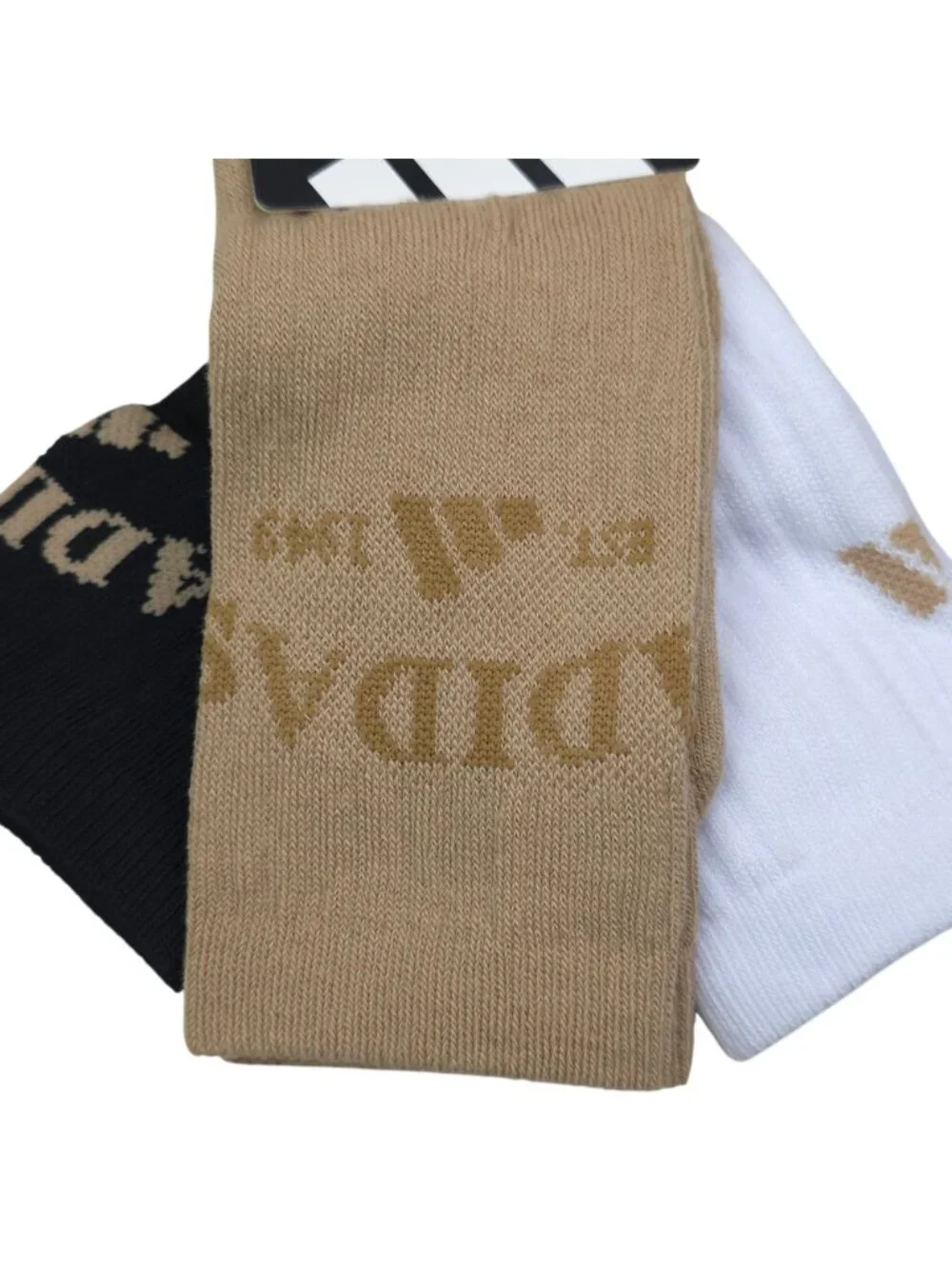 Adidas Men Cushioned Crew Socks 3Pk ClimaCool Arch Compression Beige/White/Black